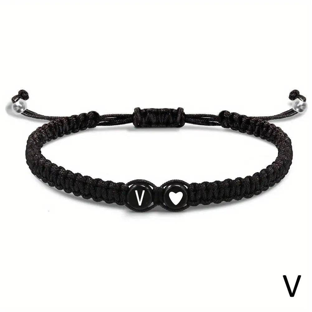 Buchstabe Initiale Herzschnur Armband Handseil gewebtes Armband Freundin Armband Paar Armband A-Z Name geflochtene Armbänder