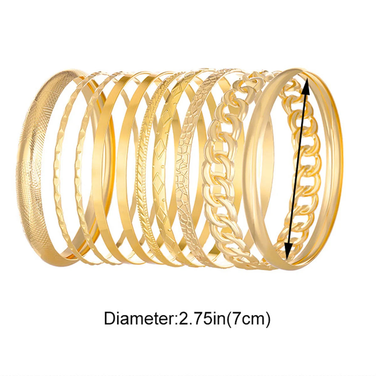 10 teile/satz Metall Armreifen Set Für Frauen Schwere Punk Neue Stile Hiphop Strukturierte Mode Stapelbare Armbänder Partei Schmuck
