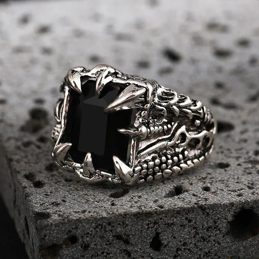 Gothic Blauer und roter Kristall Zirkon Böser Dämon Drachenklaue Ring für Männer Gramm Biker Punk Rock Hip Hop Öffnungsringe Cooler Schmuck