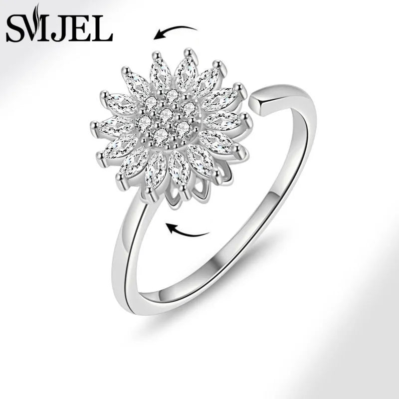 Neue Sonnenblume Angst Ring Fidget Spinner Ringe für Frauen Nette Schmetterling Kolibri Charms Finger Ring Anti Stress Drehen Geschenke