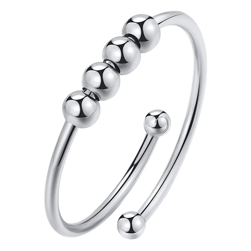 Punk Angst Ringe für Frauen Männer Spirale Zappeln Perlen Ring 2024 Trend Schmuck frei drehen Anti Stress Edelstahl Ring Geschenk