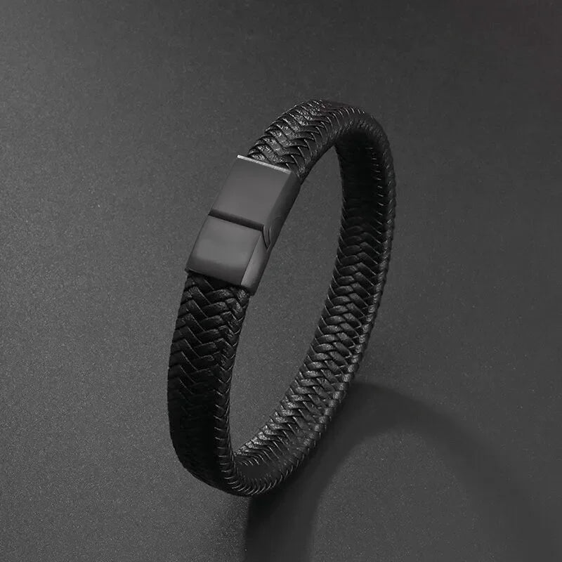 Retro Punk Fahrradkette handgewebtes Lederarmband mit Metallschnalle für Männer Motorradfahrer Rock Party Schmuck Geschenk