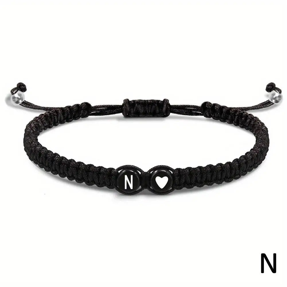 Buchstabe Initiale Herzschnur Armband Handseil gewebtes Armband Freundin Armband Paar Armband A-Z Name geflochtene Armbänder