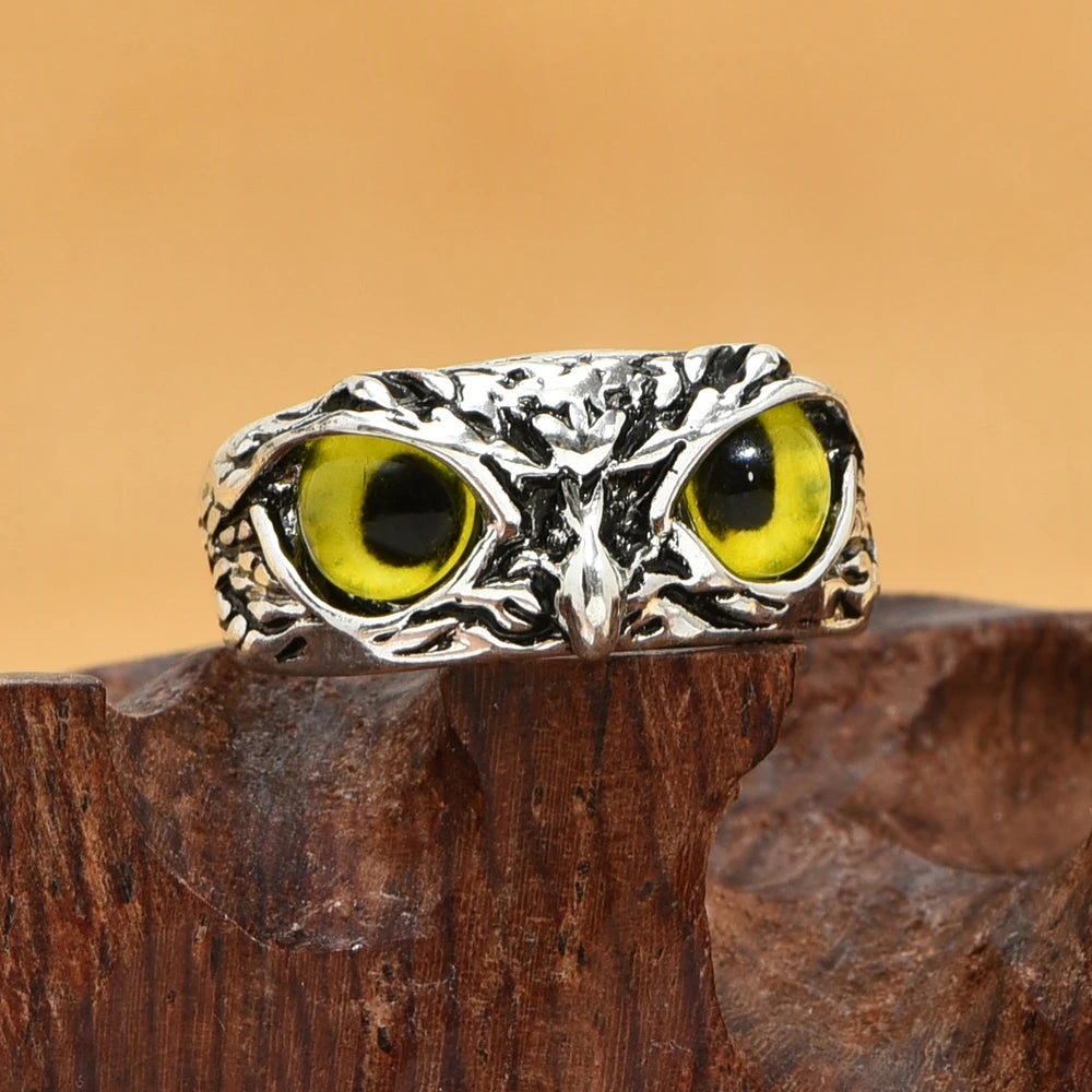 Neue Vintage Böse Augen Eule Ringe für Frauen Männer Liebhaber Paar Anillos Rock Offen Einstellbar Kreative Übertrieben Weihnachten Schmuck