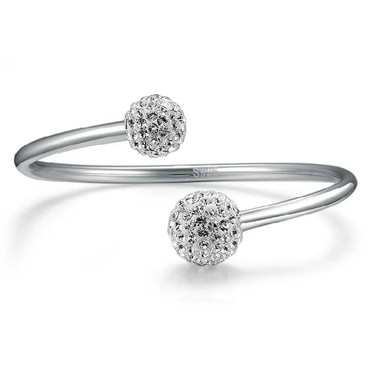 925 Sterling Silber Zirkon Ball Manschette Armbänder für Frauen Armreif Hochzeit Schmuck Schmuck