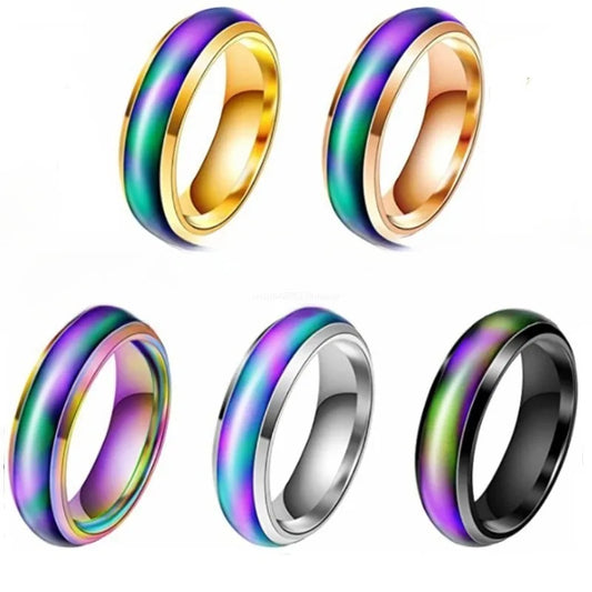 1 stücke Edelstahl Stimmung Ring Ändern Farbe Ringe Emotion Gefühl Temperatur Ring für Frauen Männer Paare Ringe Mode Schmuck