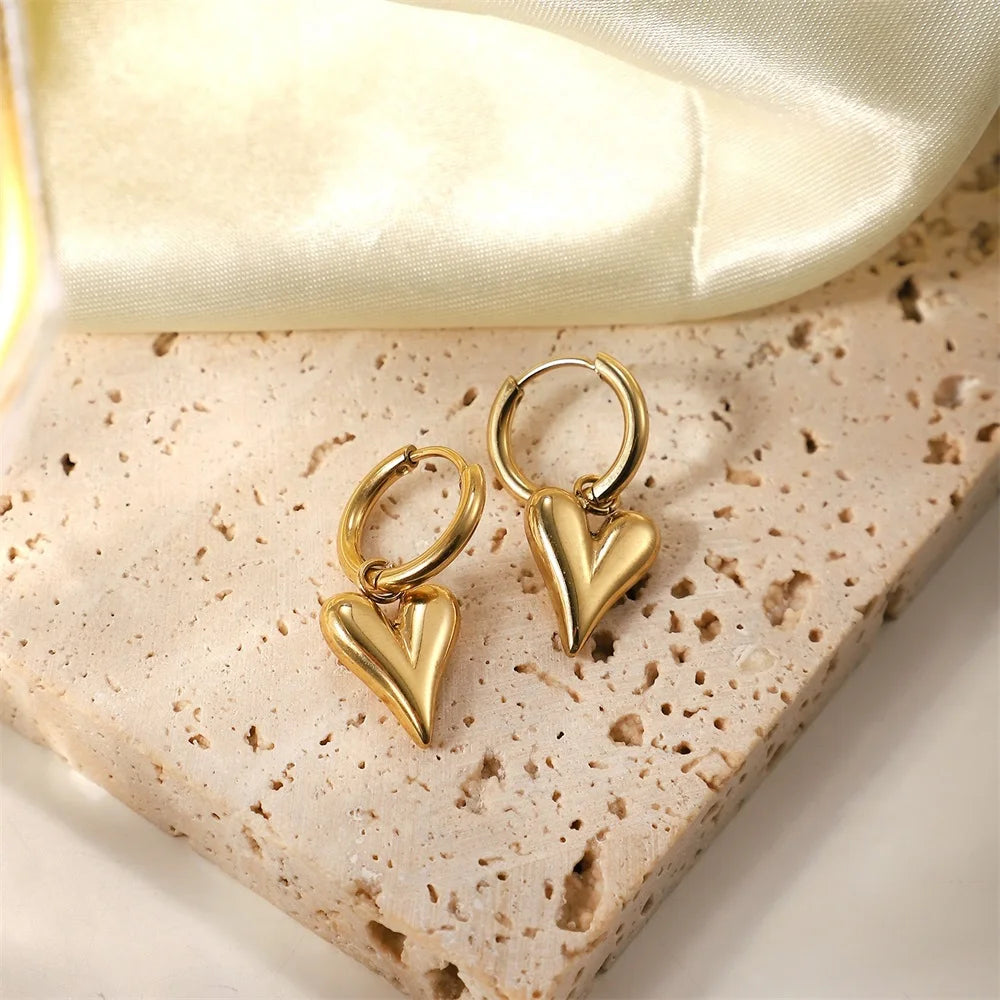 EILIECK 316L Edelstahl Herz Liebe Halskette Armbänder Ohrringe Set Für Frauen Neue Trendy 18K Gold Überzogene Wasserdichte Schmuck