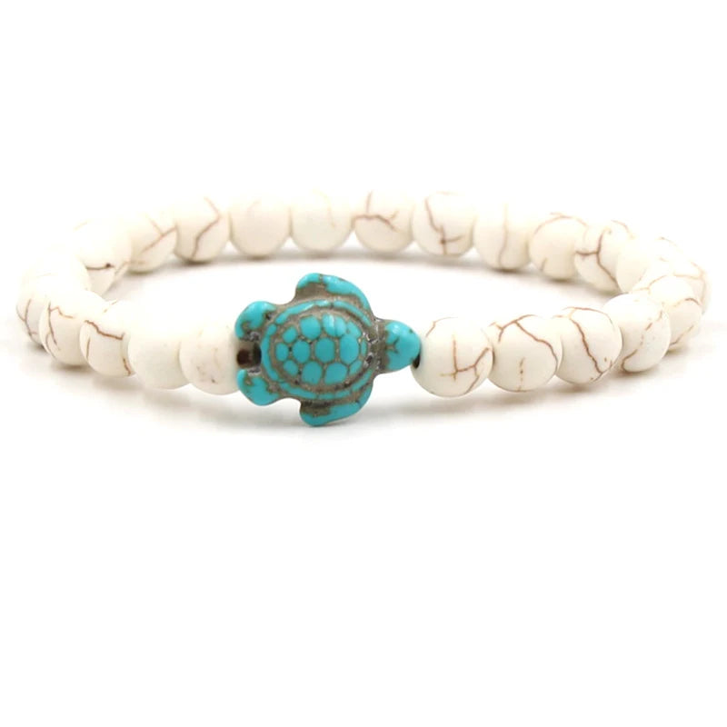 Neue Meeresschildkröte Perlen Armbänder Für Frauen Männer Klassische 14 Farben Naturstein Elastische Freundschaft Armband Strand Schmuck Geschenke