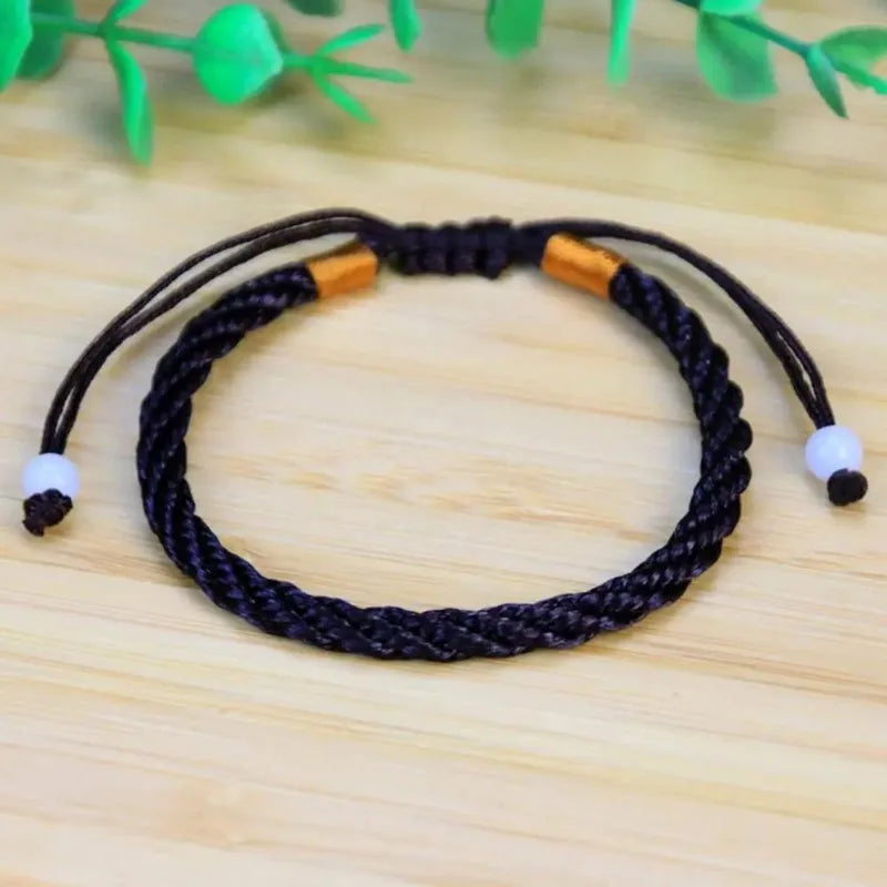 Rote buddhistische handgefertigte Zopfschnur-Armbänder, tibetisches gewebtes Seil-Armband, viel Glück, Amulett-Armband für Frauen und Mädchen, 2025,