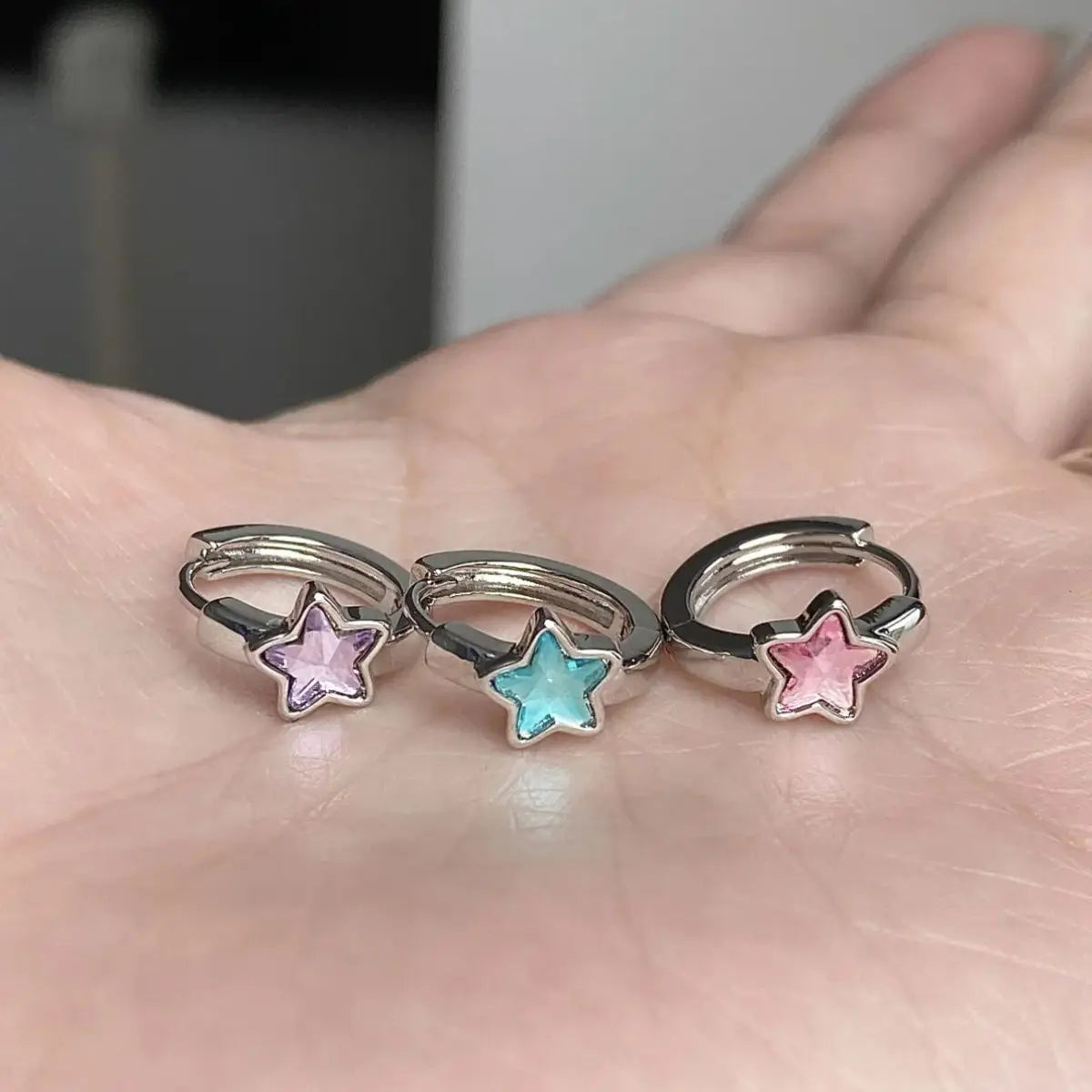 Mode Bunte Zirkon Stern Halskette Ohrringe für Frauen Süße Kühle Pentagramm Colliers Schlüsselbein Kette Ohrringe Y2K Schmuck Sets