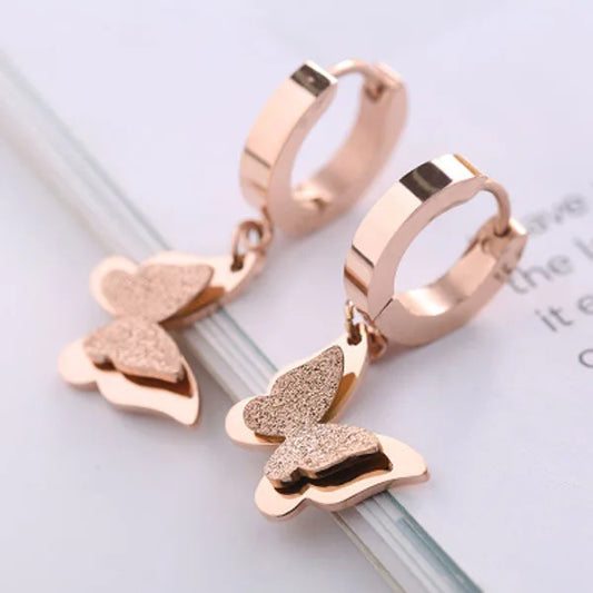 Edelstahl Schmetterling Creolen Für Frauen Schmuck Geschenk Weibliche Lange Quaste Matt Matte Tropfen Ohrringe Koreanische Gesendet Kostenlos