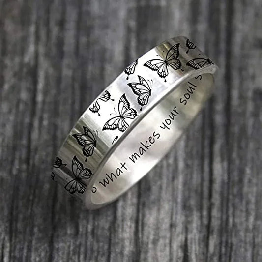 Vintage tun, was Ihre Seele Glanz Brief Frauen Ringe Frauen Schmetterling Ring Mode einfache Silber Farbe Schmuck fein