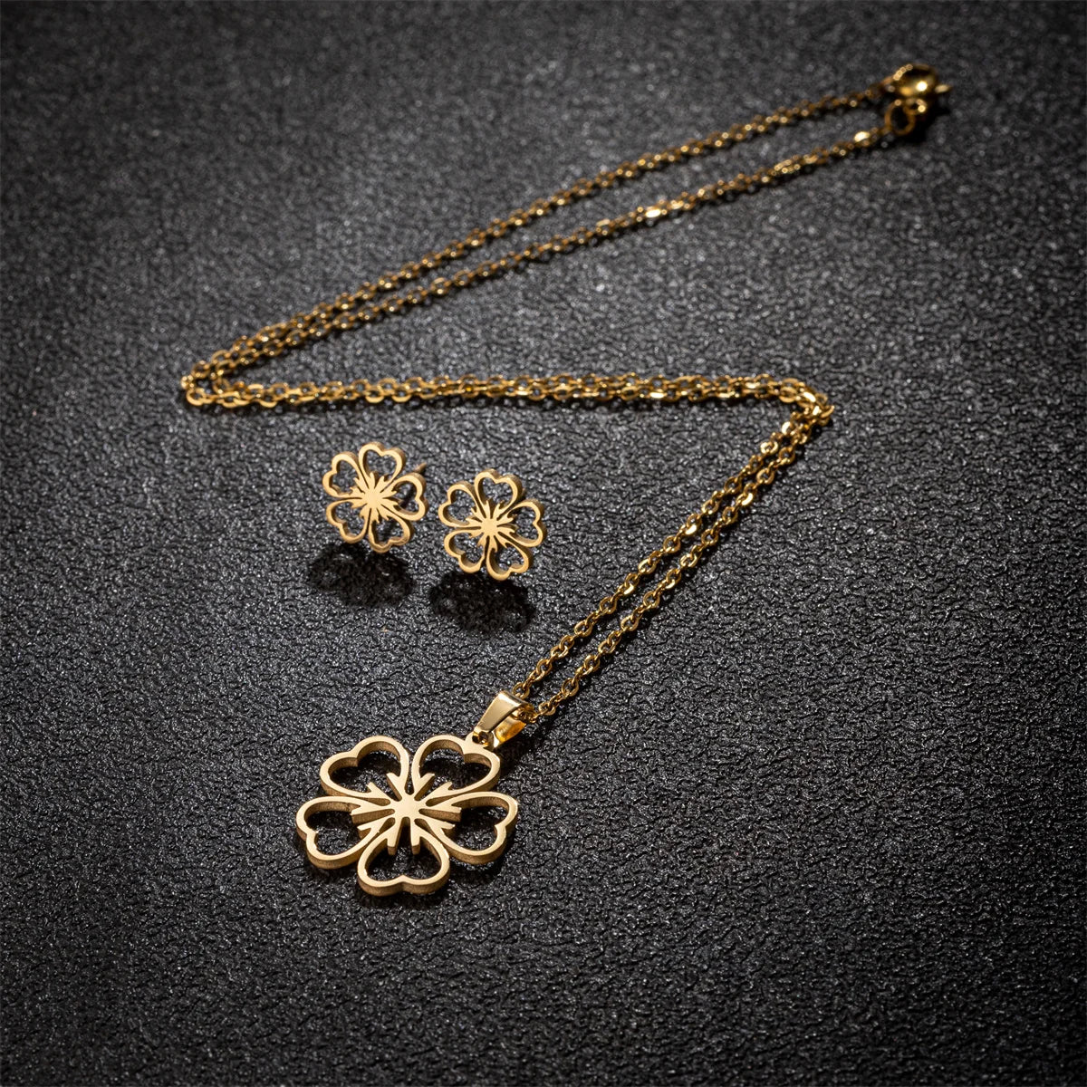 Set Schmuck Edelstahl Frau Boho Vintage Monstera Blätter Blume Pflanze Diy Anhänger Charms Ohrringe Und Halskette Set