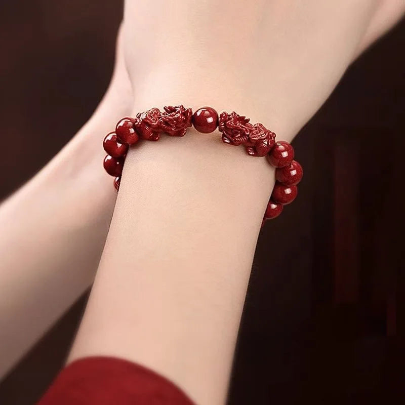 Natürliches Zinnober-Pixiu-Armband, viel Glück, Reichtumsschutz, sicheres Perlenarmband, Transferperlenschmuck, Paar-Geschenke Yng