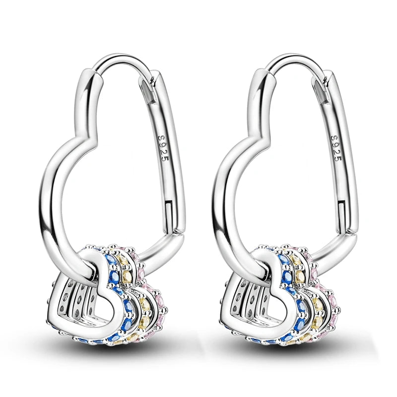 Heißer Verkauf 925 Sterling Silber Original Vielseitige Eardrop Ohrring Stern Mond Klee Creolen Für Frauen Hochzeit Verlobung Geschenk
