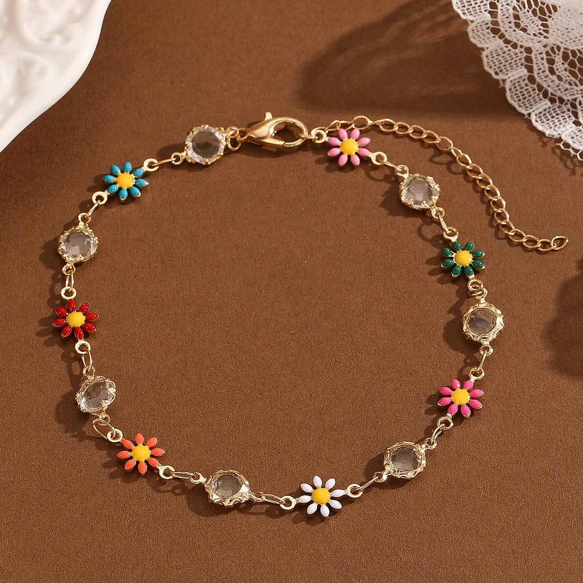 Kinitial Bohemian Daisy Blume Fußkettchen Für Frauen Strand Perlen Fußkettchen Bein Armband Fuß Kette Sandalen Schmuck Geschenke