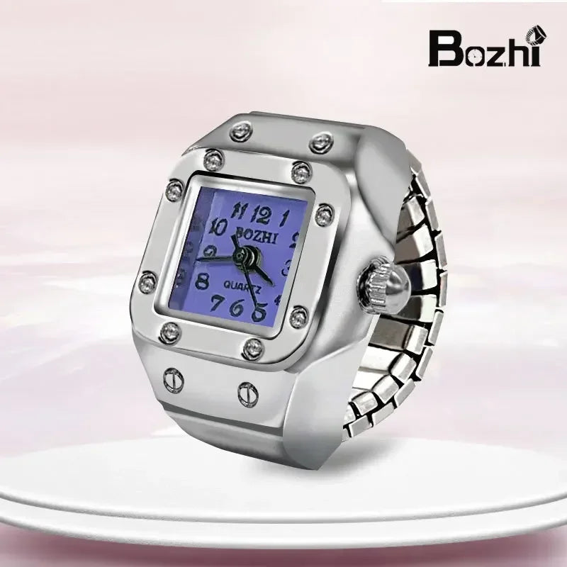 Vintage Punk Quarz Fingeruhr Ring für Frauen Männer Paar Ringe Digitale Uhren Elastische Dehnbare Finger Band Ring Schmuck Uhr