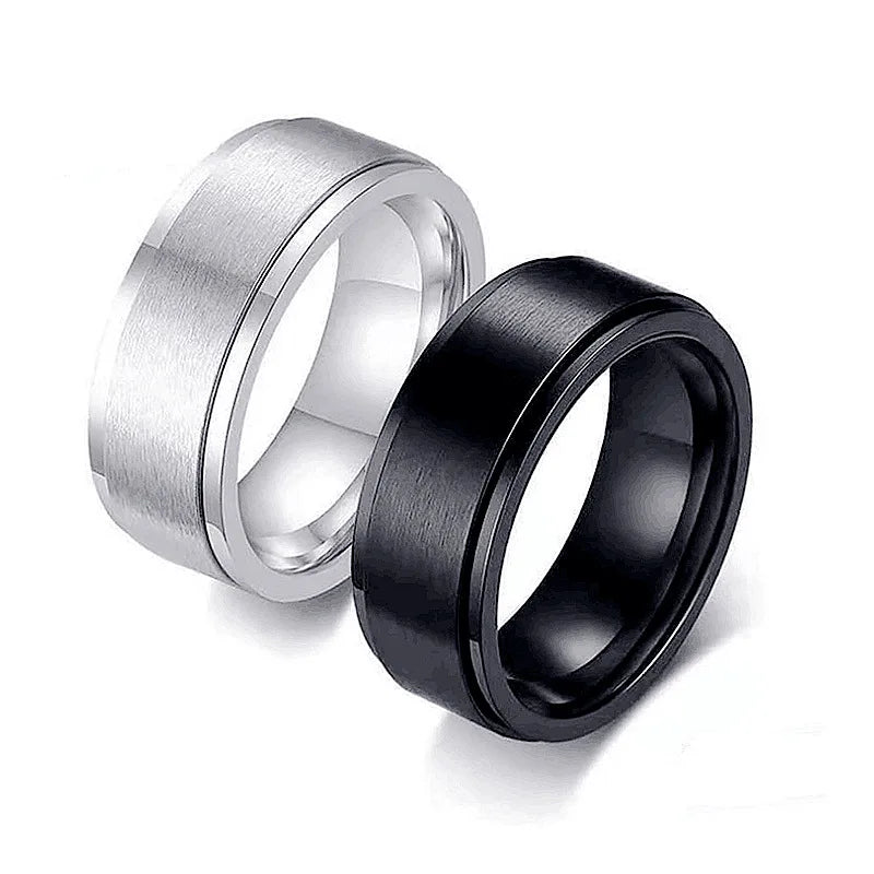 Edelstahl rotierende Angst Fidget Spinner Ringe für Paare Sorgen Stress Relief Metall Rock Band Ring Anillo Antiestres