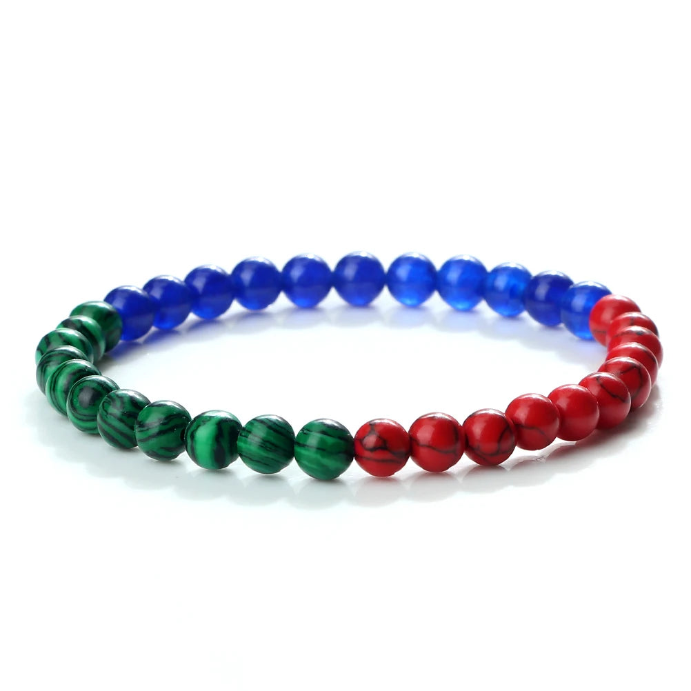 Klassisches Naturstein-Armband mit Palästina-Flagge, für Männer und Frauen, Nationalflagge, Perlenarmband, Weihnachtsgebetsperlen, Anbetung, Schmuck, Geschenk