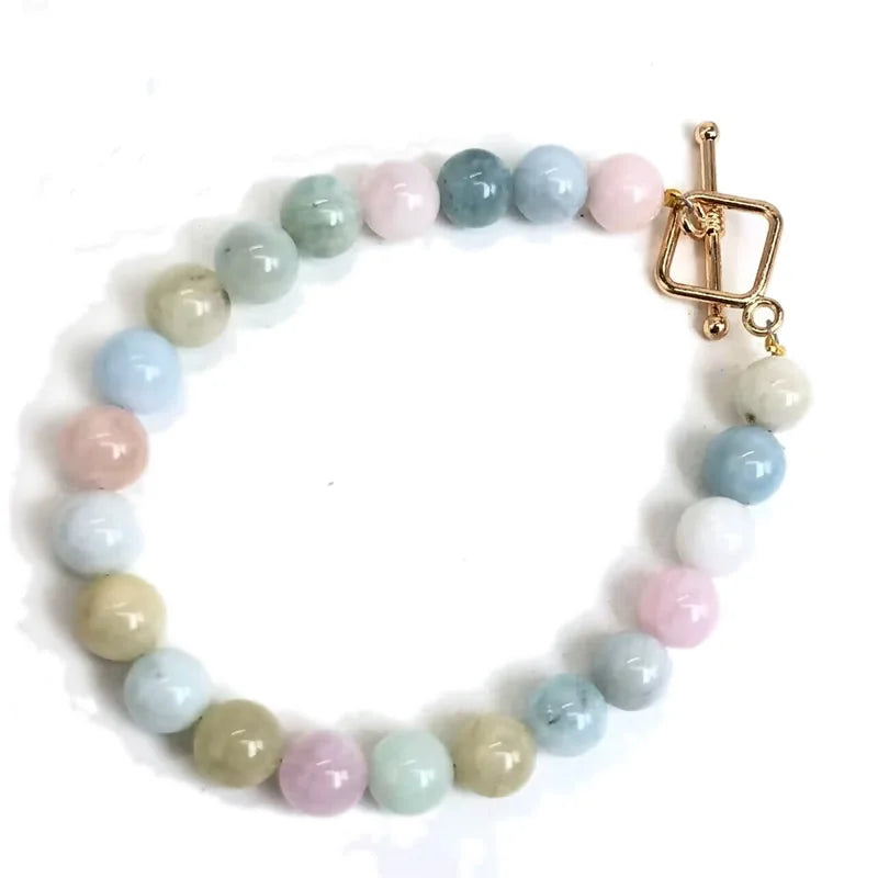 Naturstein 8mm Perlen Armband für Frauen Männer Amethyste Kristall quarze Aquamarin Jades Schmuck Achate quadratische Schnalle Armreif