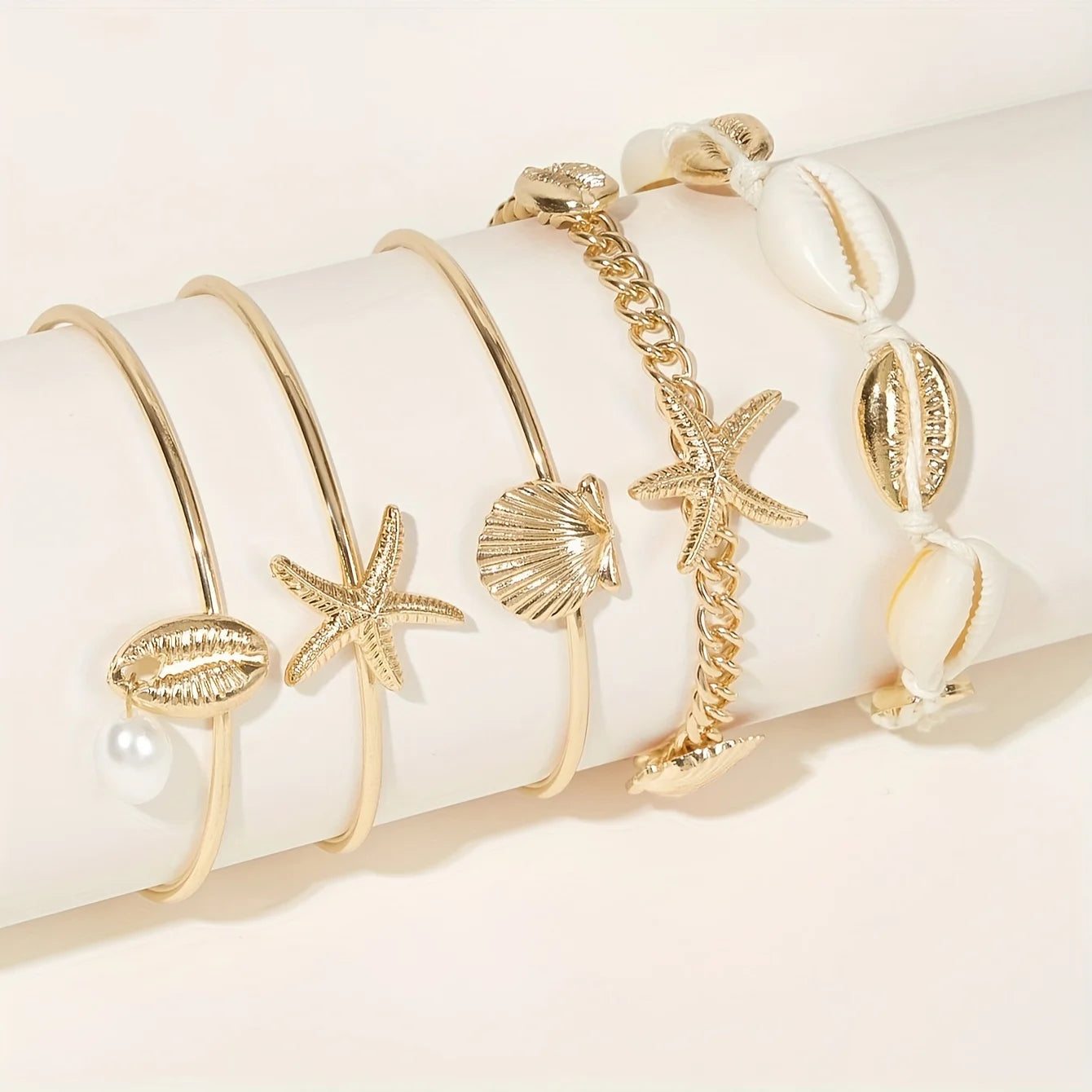 Mode Luxus Damen Armband Seestern Shell Anhänger Armband Set Strand Urlaub Zubehör
