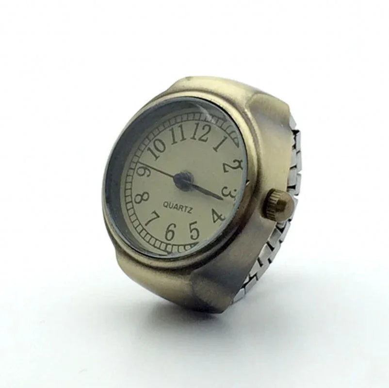 Vintage Punk Finger Uhr Mini Gummiband Legierung Uhren Paar Ringe Schmuck Uhr Retro Römischen Quarzuhr Ringe Frauen Männer