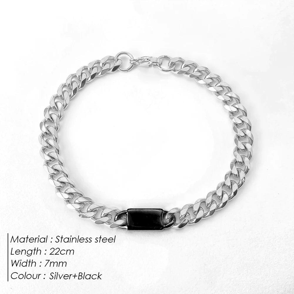 eMancoUnisex Edelstahl Trendy Quadrat Armband Hip-Hop Mode Einfache Kalte Coole Stil Armbänder Hand Schmuck48 Stunden Schiffsm