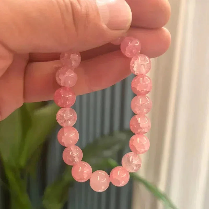 Mode Rosa Kristall Quarz Naturstein Armband Elastische Reiki Healing Energie Strang Armreifen Schmuck Perlen Liebhaber Frau Geschenk