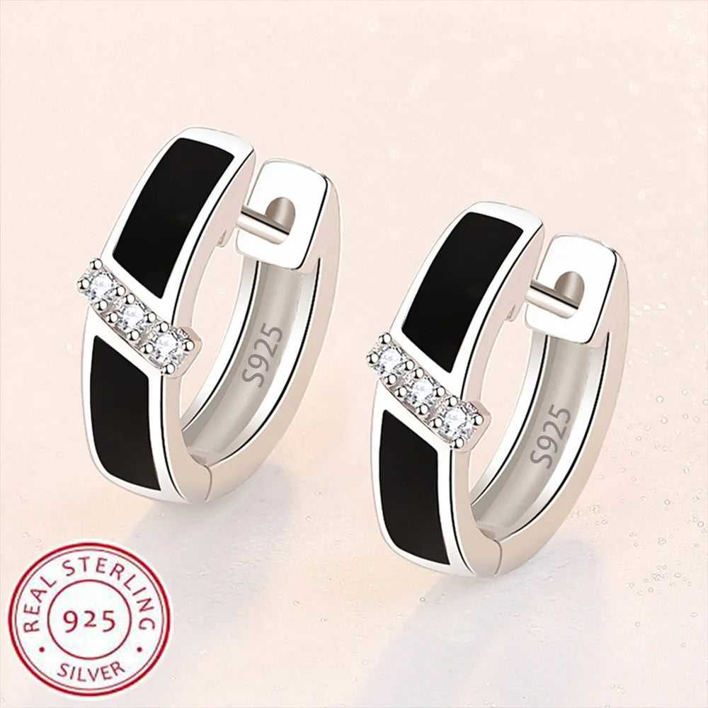 Hochwertige 925 Sterling Silber Ohrringe Luxus 10 mm Kreis Zirkon Creolen für Mädchen Frau Hochzeit Schmuck Geschenke