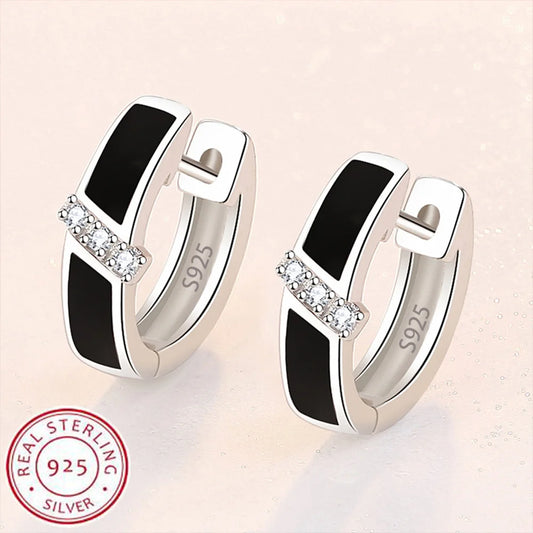 Hochwertige 925 Sterling Silber Ohrringe Luxus 10 mm Kreis Zirkon Creolen für Mädchen Frau Hochzeit Schmuck Geschenke