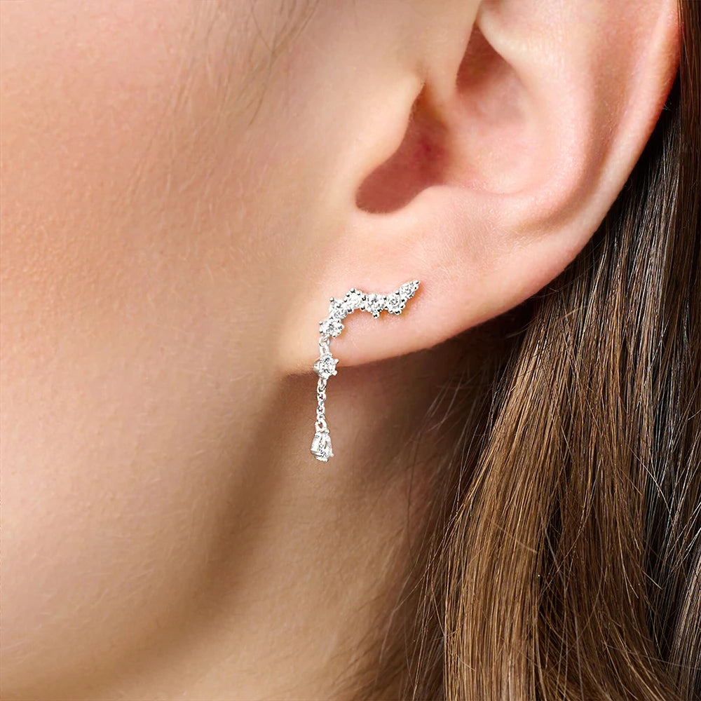 Halsketten- und Ohrring-Schmuckset, Schneeflocke, brandneuer Winter, trendiges Geschenk für Frauen aus massivem 925er-Sterlingsilber