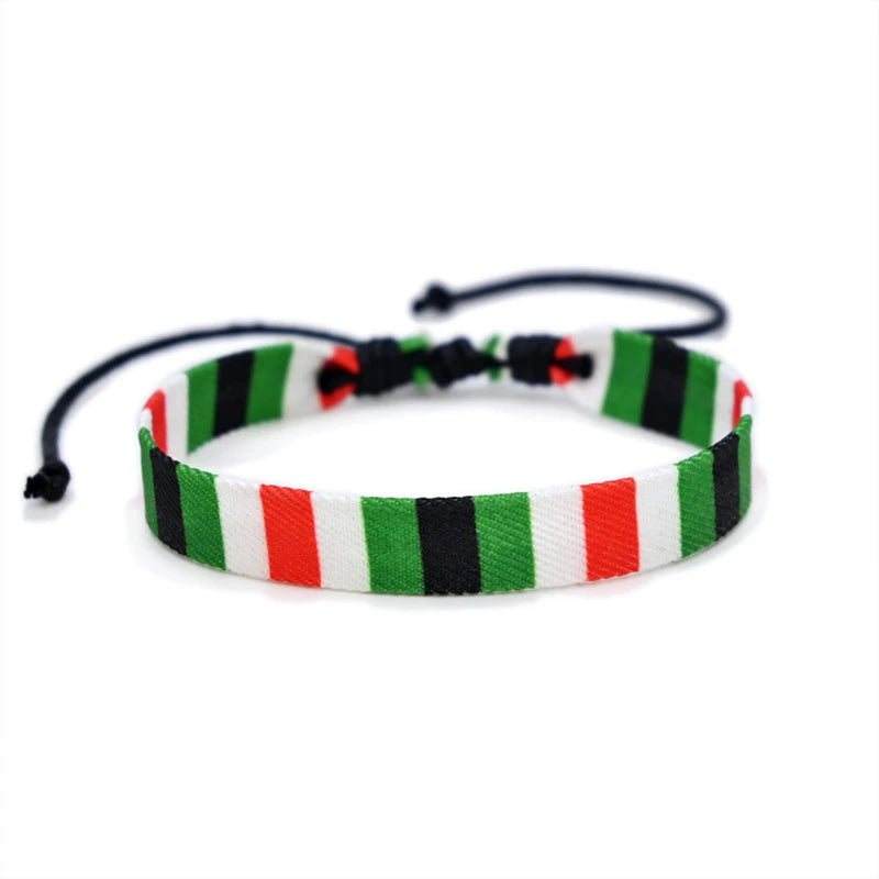 Geometrisches gepunktetes Palästina-Armband für Männer und Frauen, mehrfarbiges Handgeflecht, arabischer Stil, Gaza-Flagge, Schmuckzubehör