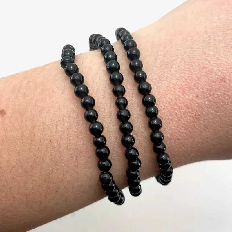 Schwarzes Turmalin, Hämatit, Rosenquarz & Lepidolith Armband/Heilung, Depression, Angst, Schutz, Empath Armband