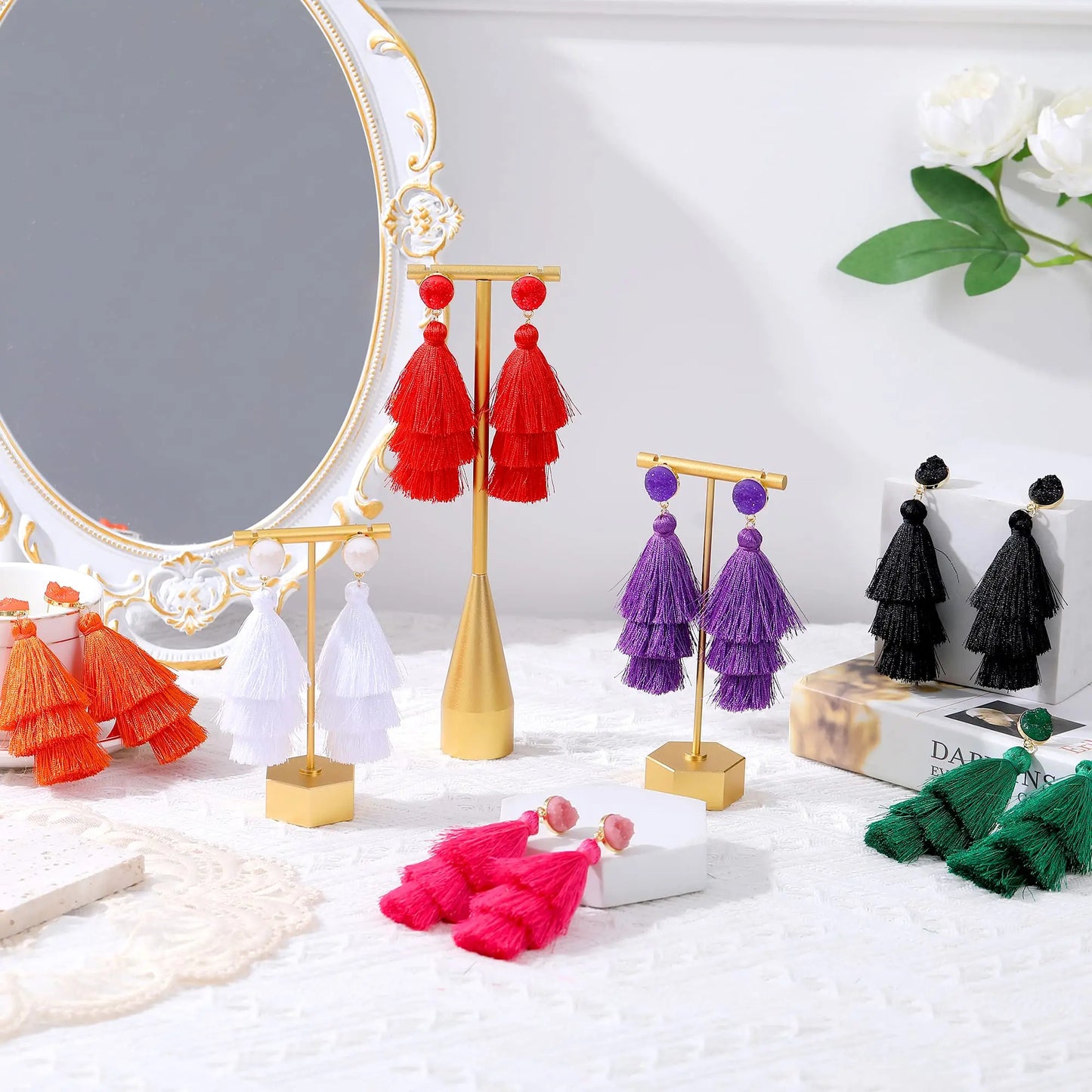 Shevalue Quasten-Ohrringe für Damen, 14 Karat vergoldet, mit 925er-Sterlingsilbernadel, neuer moderner Luxus-Schmuck, modisch, leicht
