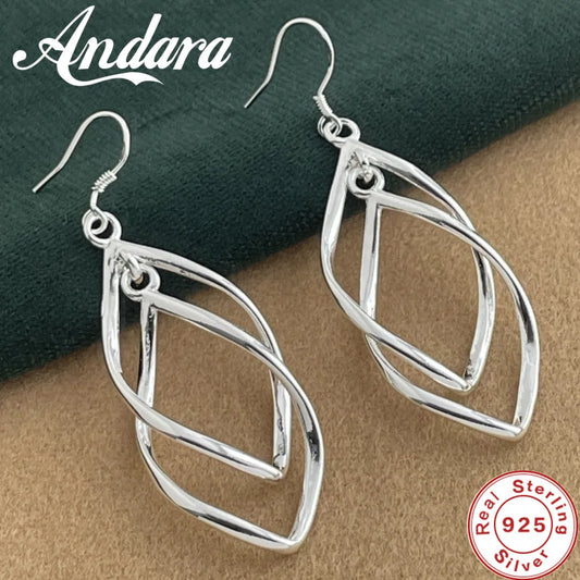 Lange Ohrringe aus 925er-Sterlingsilber mit hohler Quaste, Damenmode, Hochzeitsschmuck, Geschenk