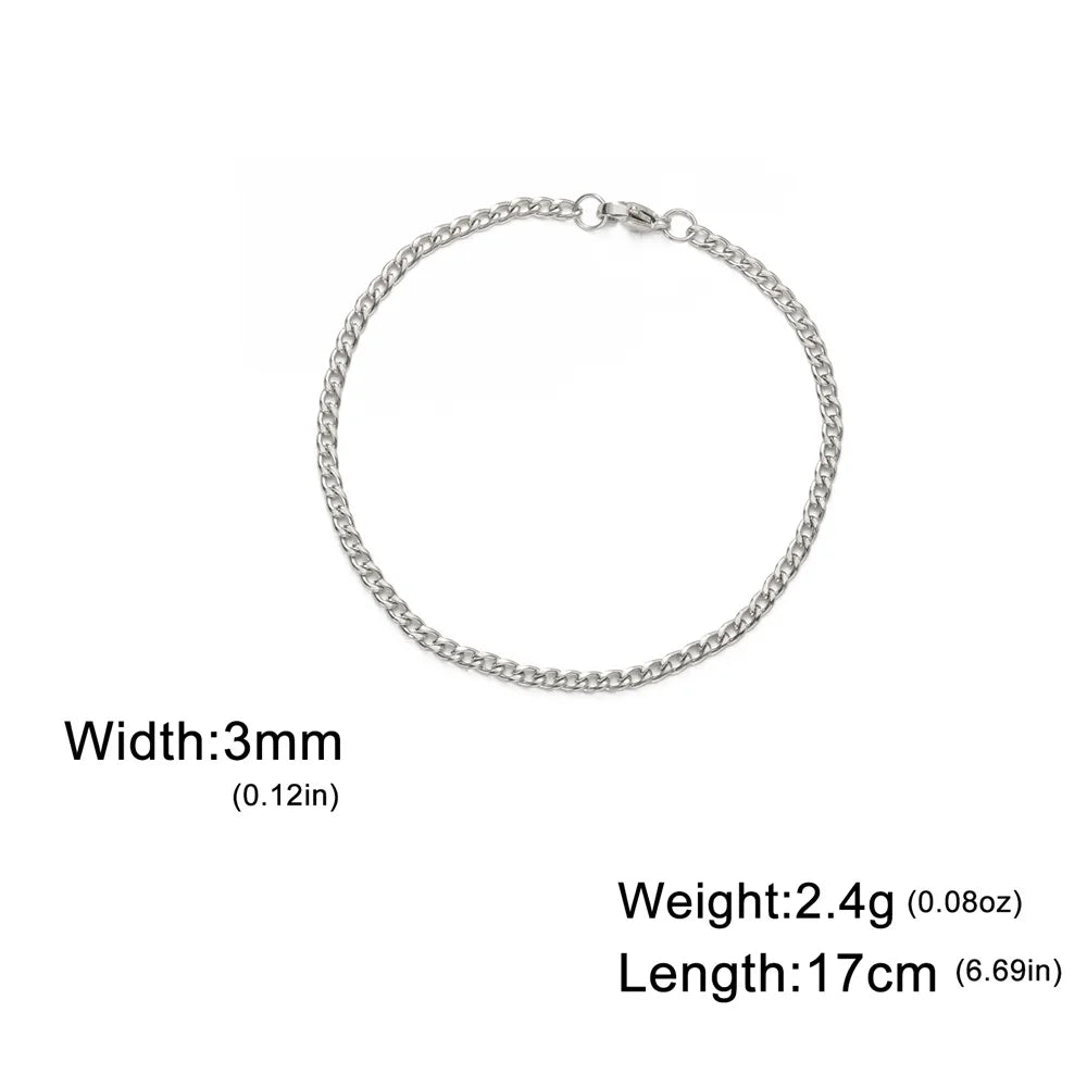 My Shape Mode kubanische Kette Männer Armband Edelstahl 3//9mm Breite Kette Armbänder Figaro Kette Junge Handgelenk Schmuck Paar