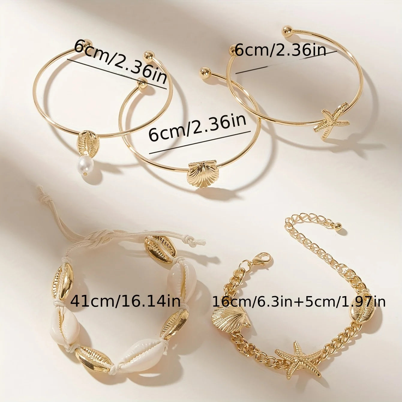 Mode Luxus Damen Armband Seestern Shell Anhänger Armband Set Strand Urlaub Zubehör