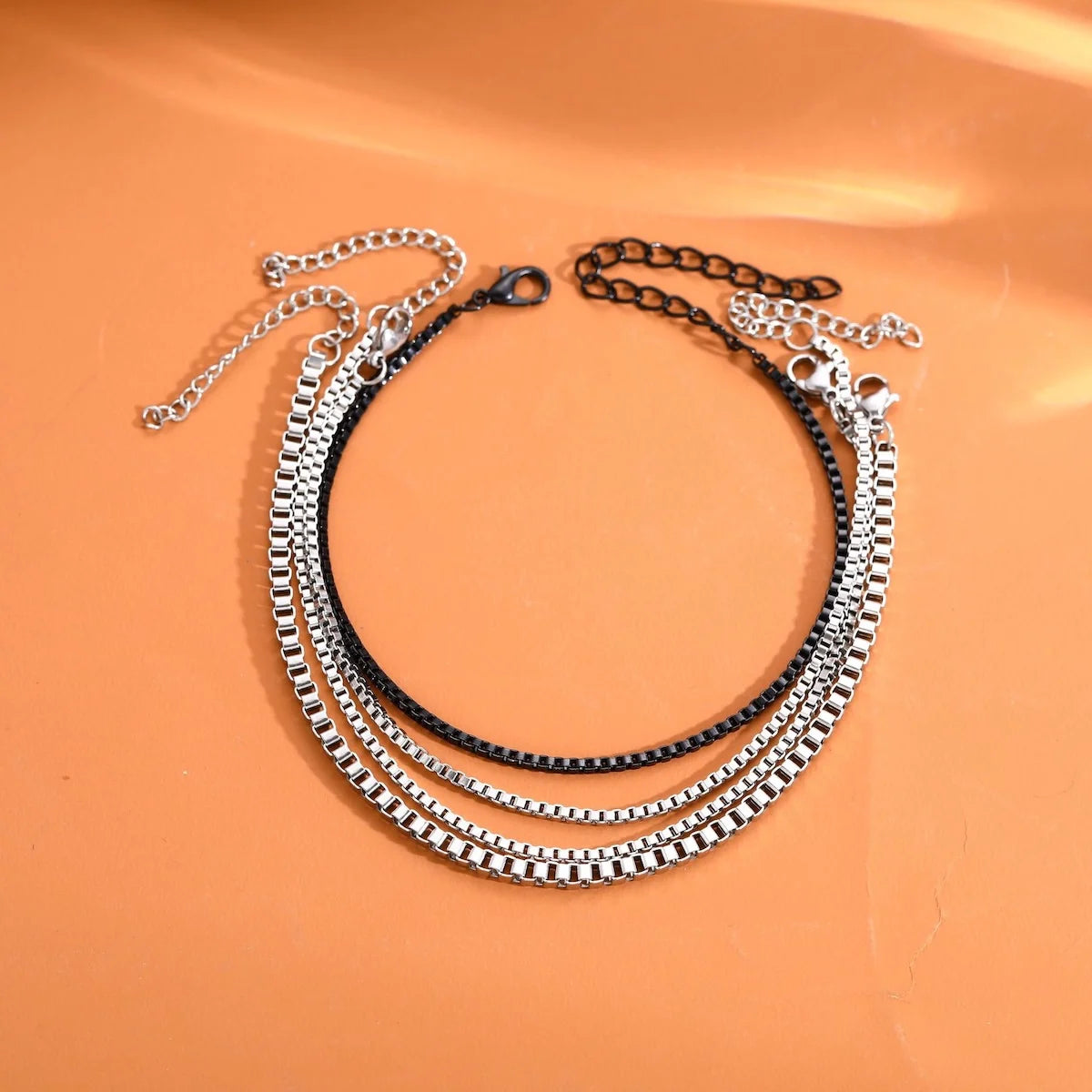 4 teile/satz Edelstahl Box Kette Armband Hip Hop Männer Multi-schicht Armband Schmuck Mode Zubehör Geschenke