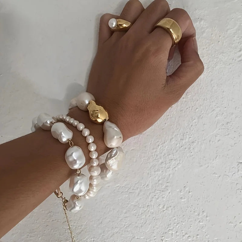 Exquisites Luxus-Armband-Set für Damen mit Perlenimitat, Bankett-Schmuck