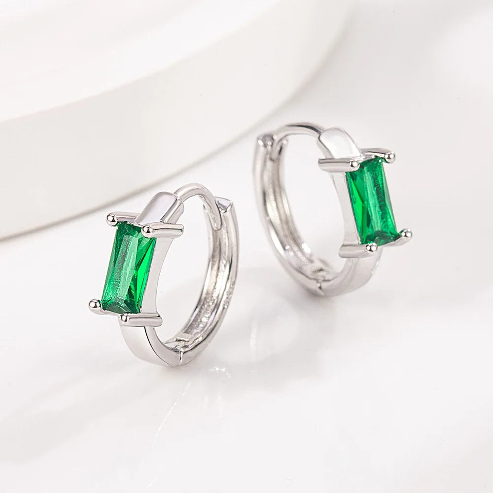 Ohrstecker aus 925er-Sterlingsilber, quadratisch, grüner Zirkon, Hochzeit, für Damen und Herren, Piercing, Luxus-Schmuck, Accessoires, Großhandel