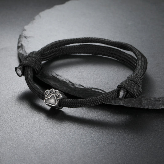 Cazador Punk Hund Haustier Pfoten Charm Armband für Frauen Männer Einstellbare Schwarz Seil Schnur Armbänder Edelstahl Schmuck Paar Geschenk