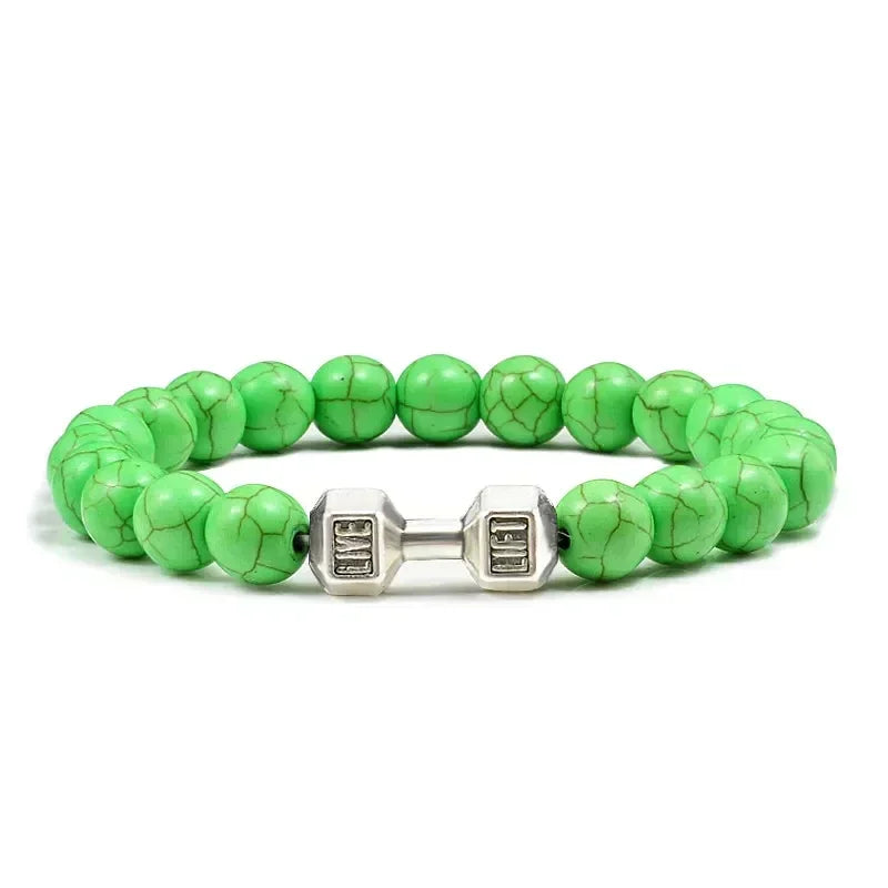 Lava Armband Schwarz Vulkanstein schwarz Matte Hantel Perlen Armbänder Für Frauen Männer Fitness Langhantel Schmuck Herren Armbänder