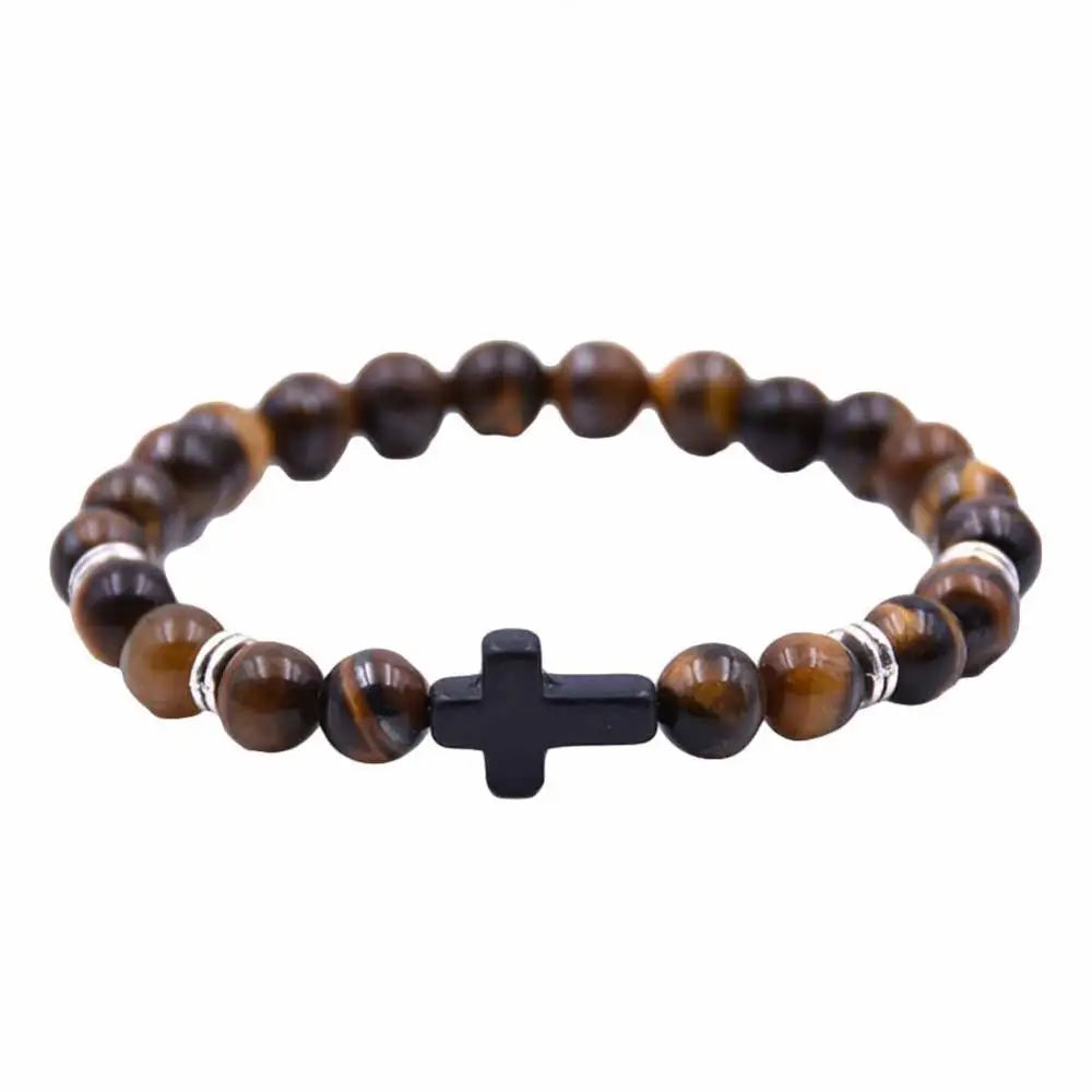 Mode Unisex 6 Farben Kreuz Charme elastischen Seil Armband Stein Armreif Schmuck Armbänder auf Hand Armreifen für Frauen Männer