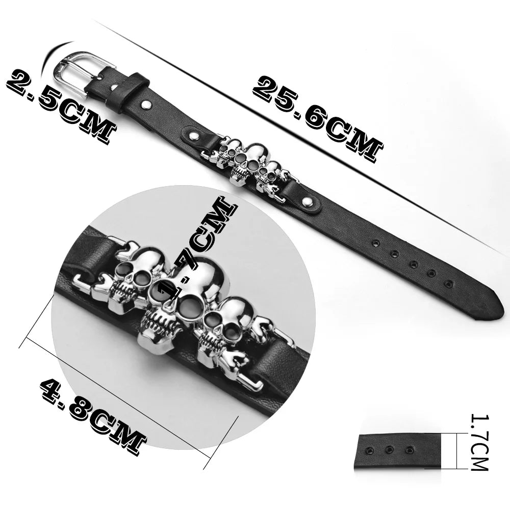 Kühle Skeleton Schädel Armbänder Rock Leder Gürtel Schnalle für Frauen Männer Unisex Punk Gothic Charme Armbänder & Armreifen Schmuck S416