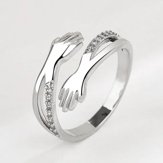 Umarmungsringe für Frauen, Edelstahl, geometrisch, Umarmung, Paar, verstellbarer Ring, Hochzeit, Weihnachten, ästhetischer Schmuck, Geschenk, Anillos Alem