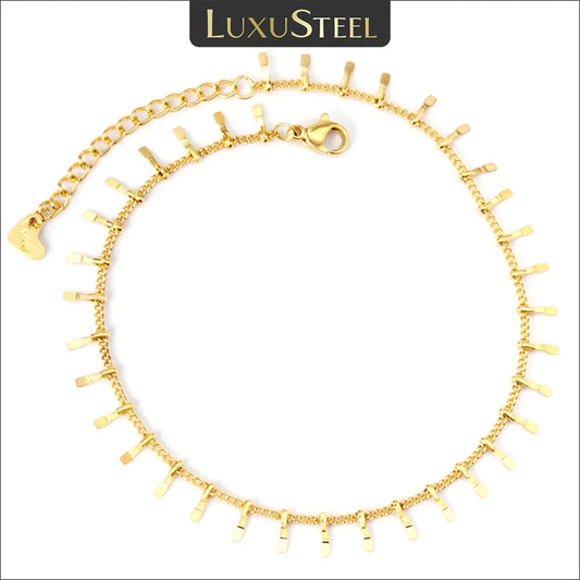 LUXUSTEEL Edelstahl Fußkettchen Armbänder Für Frauen Quaste Seestern Charme Gold Farbe Link Kette Auf Bein Mode Fuß Schmuck