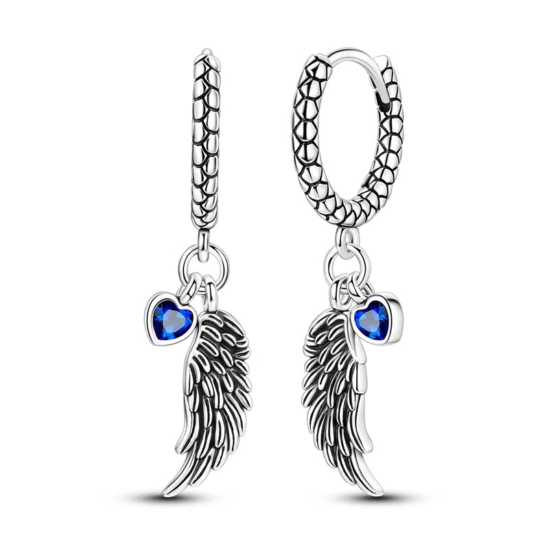 Original 925 Sterling Silber Blaue Zirkonium Schmetterling Ohrringe Farbige Creolen Frauen Weibliche Party Edlen Ohrring Schmuck