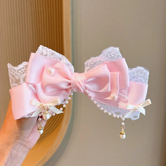 Lolita Mädchen Schleife Haarspangen Kopfbedeckung Haarnadeln Haarschmuck Rosa Klaue Haarspange Sweetg Stil Kawaii Haarschmuck JK Clips