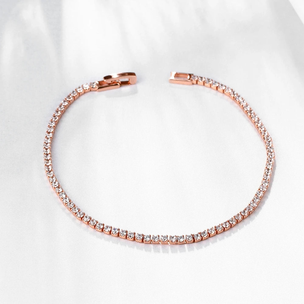 2 mm Moissanit-Tennisarmband für Damen und Herren, 925er Sterlingsilber vergoldet, 18 Karat Gold, Hip-Hop-Kette, runde Blasendiamant-Armbänder