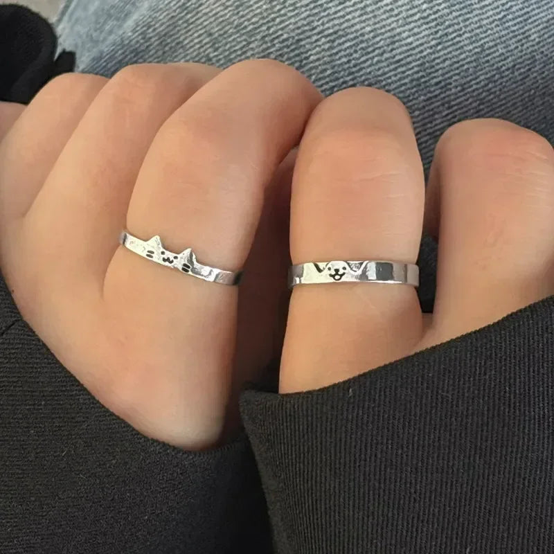 1/2 stücke Tier Nette Katze Hund Tier Paar Ring für Frauen Männer Mode-Statement Liebhaber Ringe Valentinstag party Schmuck Geschenke